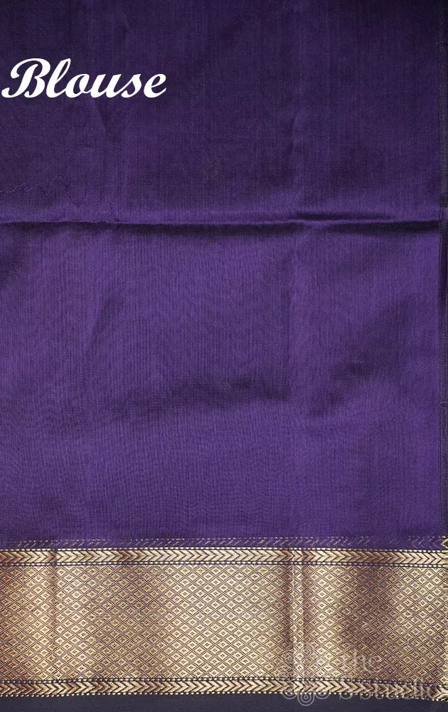 Violet maheshwari silk cotton saree with zari border