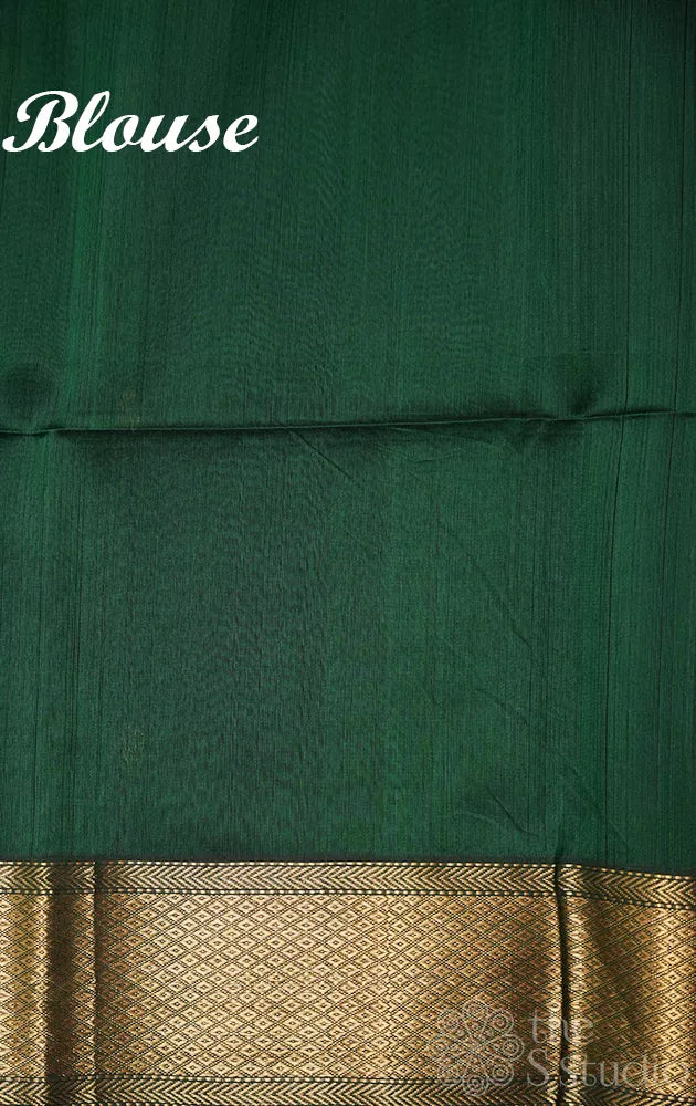 Violet maheshwari silk cotton saree with green pallu