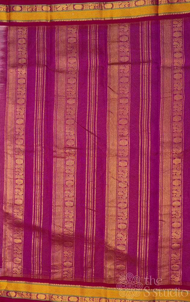 Light brown vairaoosi silk cotton saree with digital prints