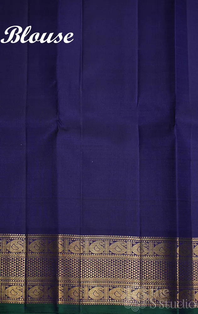 Sea green vairaoosi kanchi silk saree with korvai blue border