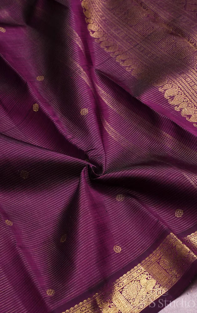 Deep purple vairaoosi kanchi silk saree with zari rich border