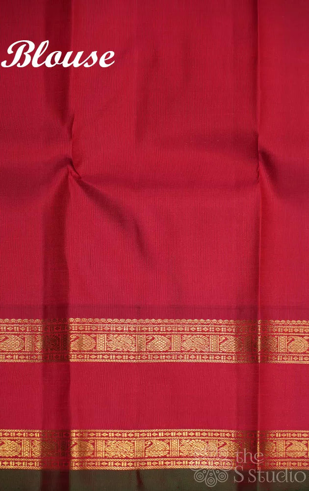 Mustard kanchi pattu saree with korvai maroon border