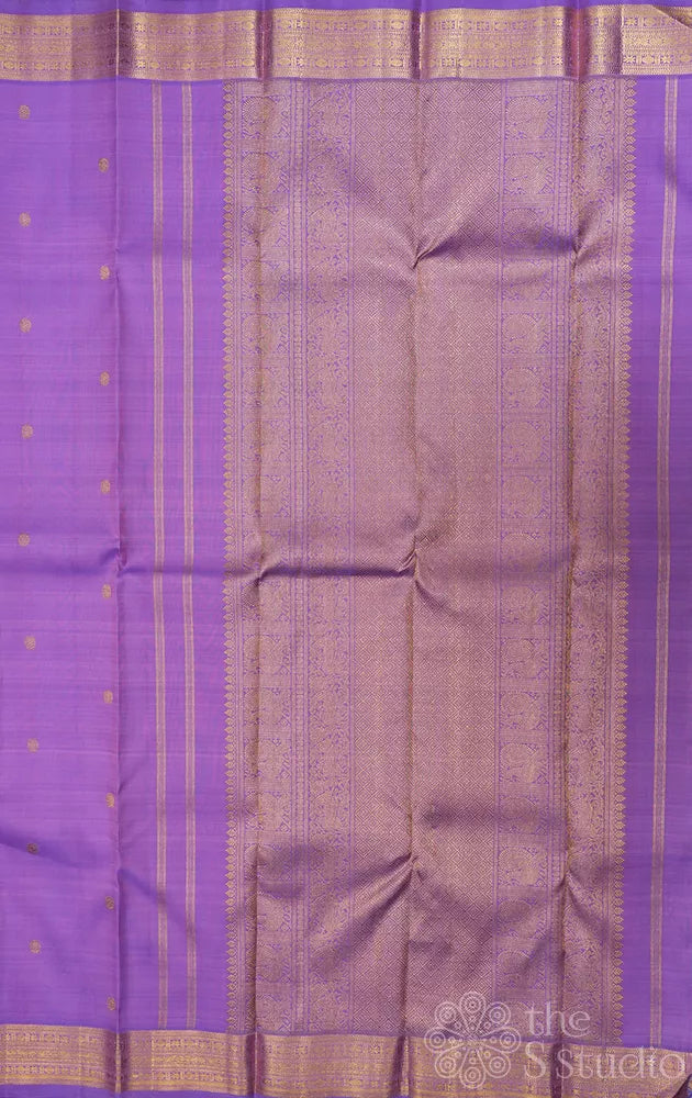 Lavendar kanchi silk saree with round zari buttas