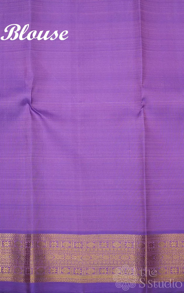 Lavendar kanchi silk saree with round zari buttas