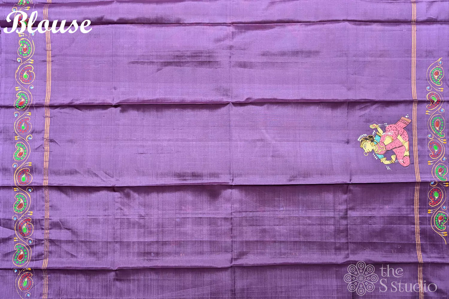 Hand painted pattachithra Lavendar soft silk saree