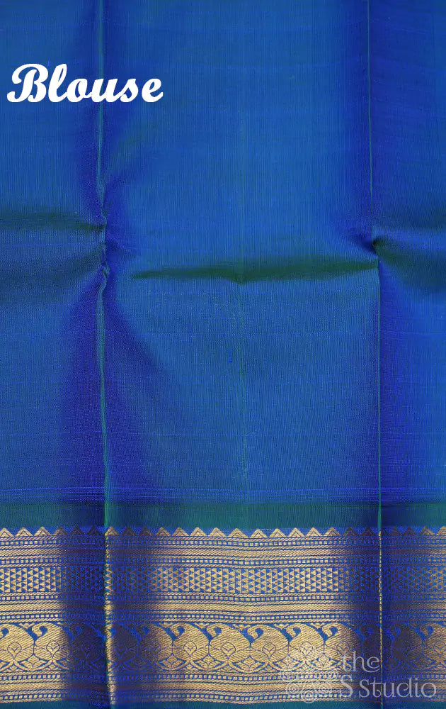 Mustard yellow kanjivaram saree with korvai border