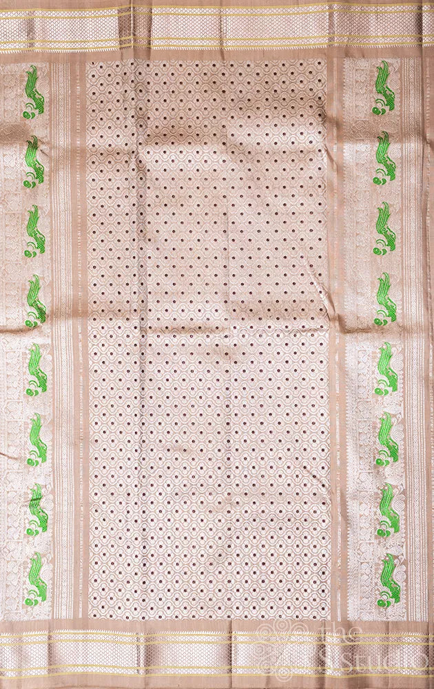 Beige gadwal silk saree with paithani buttas