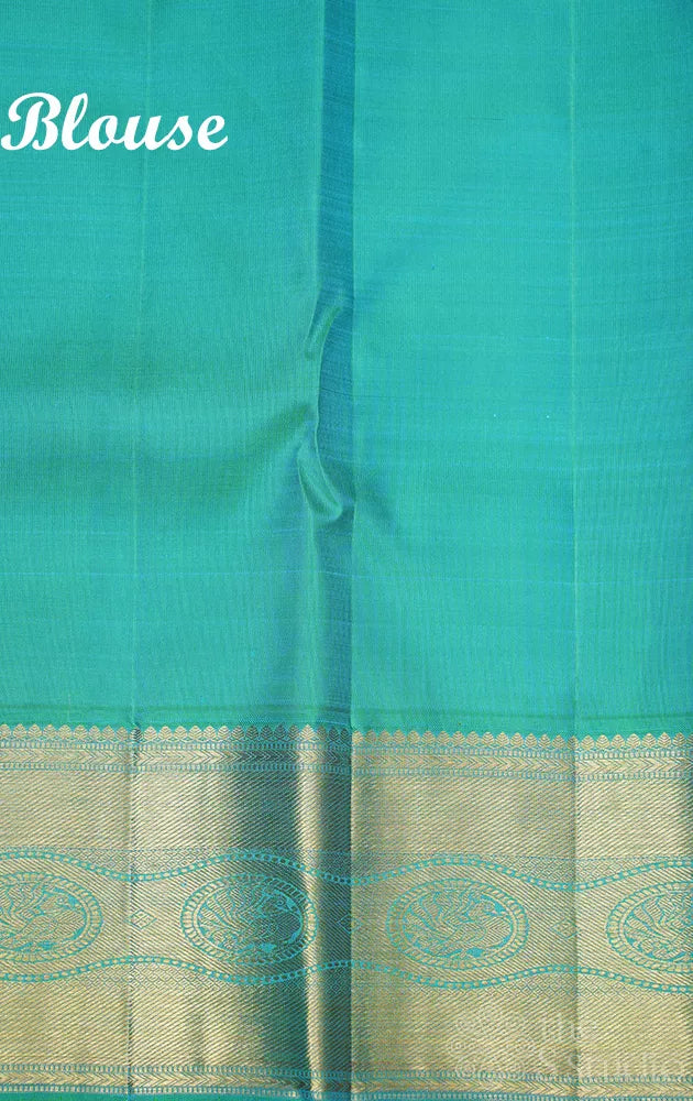 Sea green kanchipuram silk saree with all over design