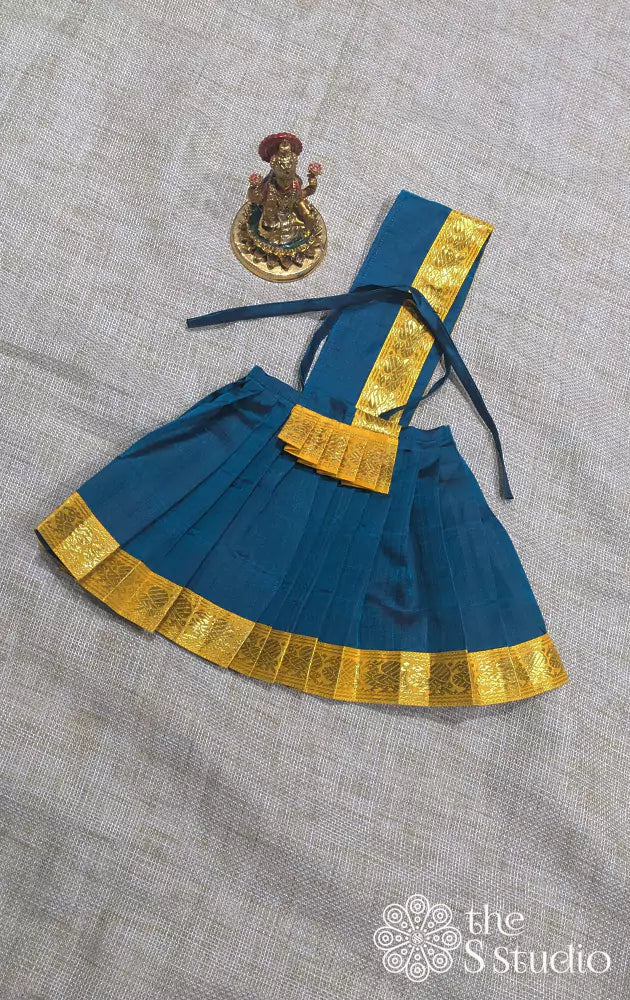 Peacock blue with yellow border Swami Vasthram