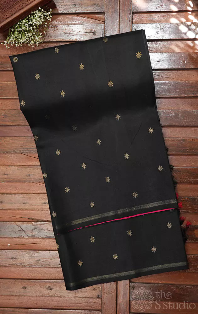 Rani pink printed reversible half and half kanchi silk saree