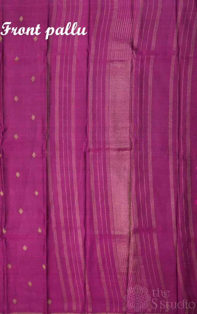 Light pink and magenta half and half reversible kanchipuram silk saree