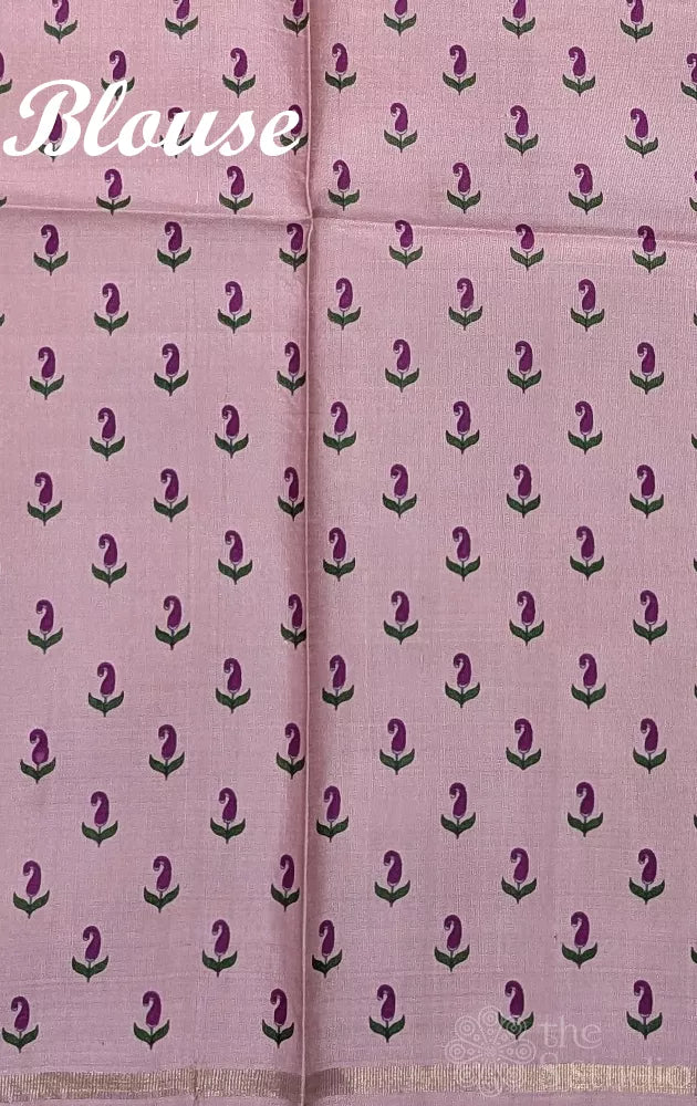 Light pink and magenta half and half reversible kanchipuram silk saree