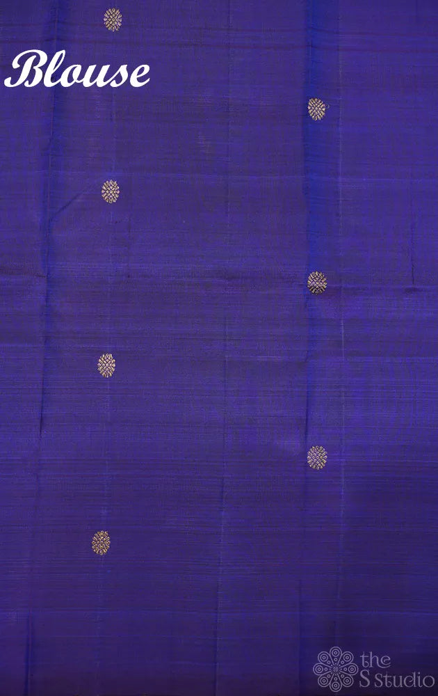 Light pink and violet reversible kanchipuram silk saree with prints