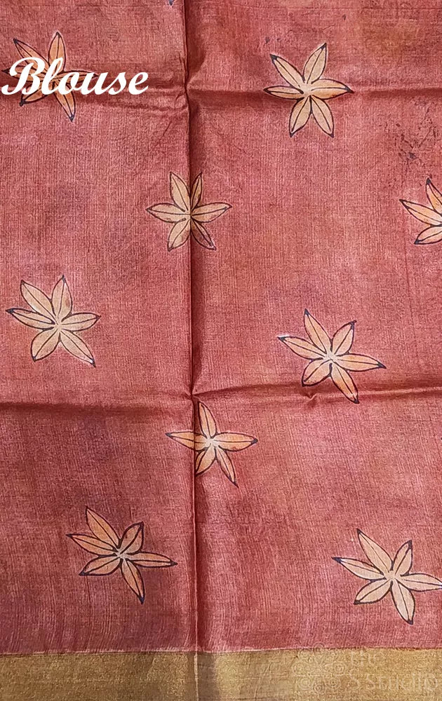 Off white hand painted kalamkari tussar silk saree