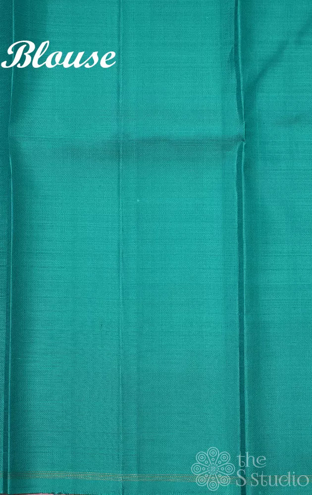 Peach kanjeevaram silk saree with floral print