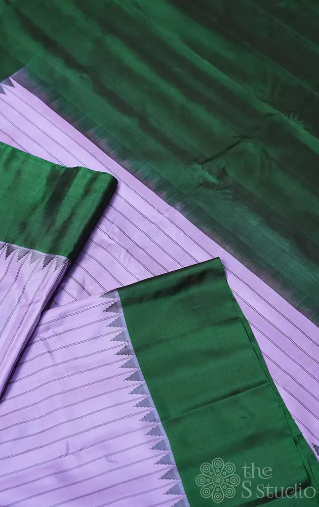 Lavender gadwal silk saree with temple border