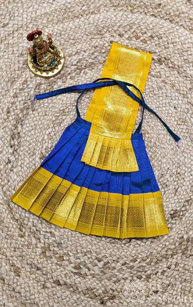 Peacock blue with yellow big border Goddess vasthram