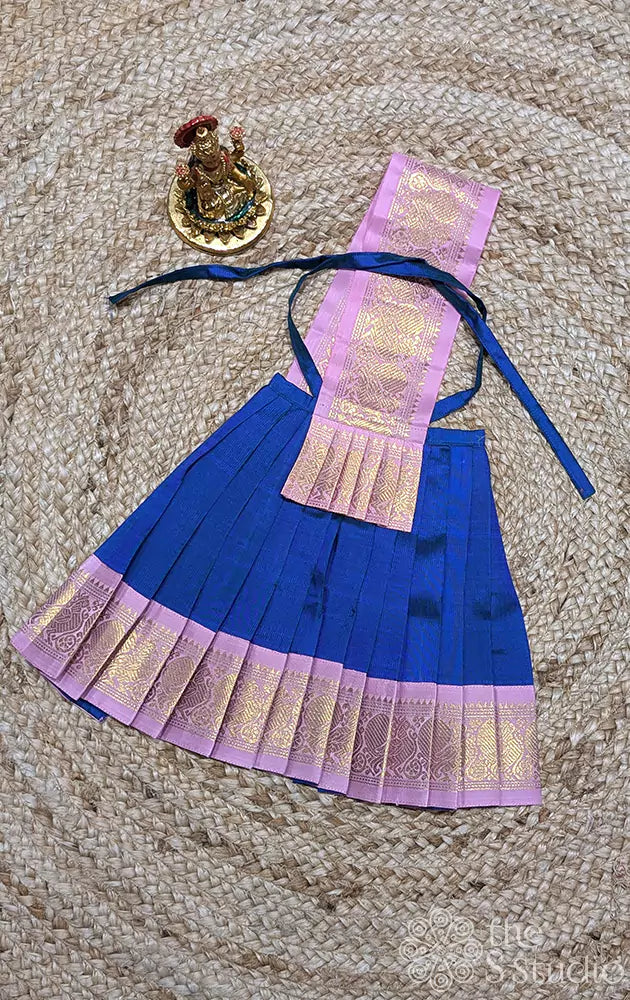 Peacock Blue with light pink big border Goddess vasthram