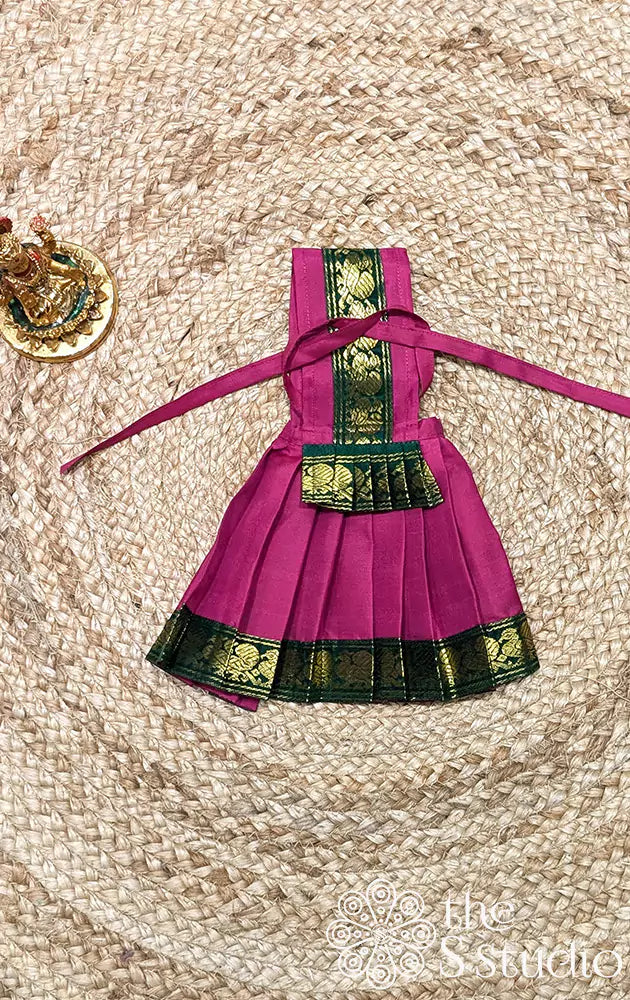 Magenta with green small  border Goddess vasthram