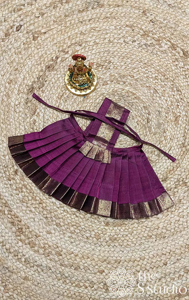 Purple with elephant zari  small border Goddess vasthram