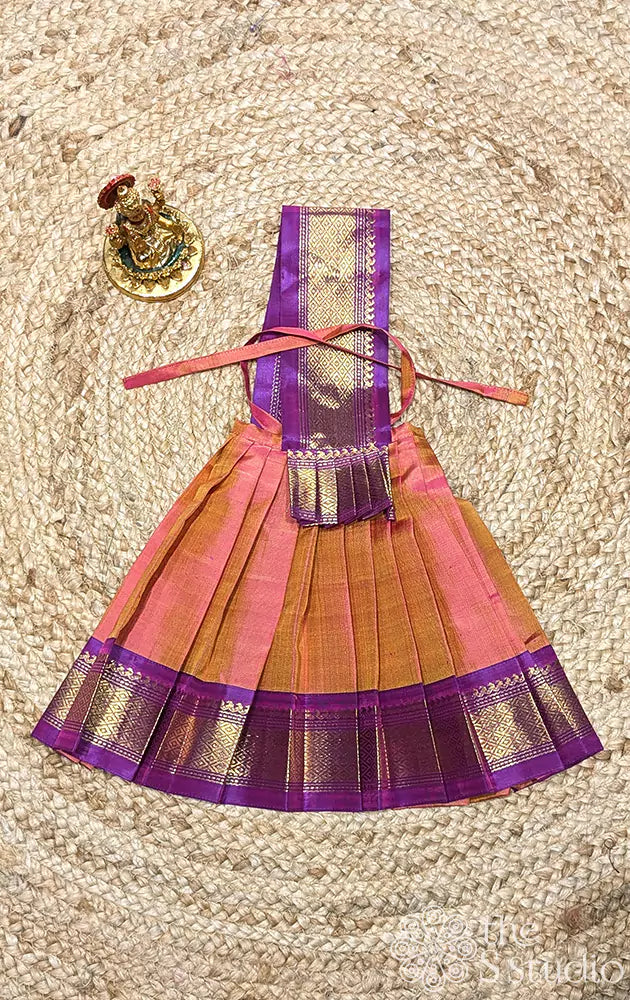 Peach with purple big  border Goddess vasthram