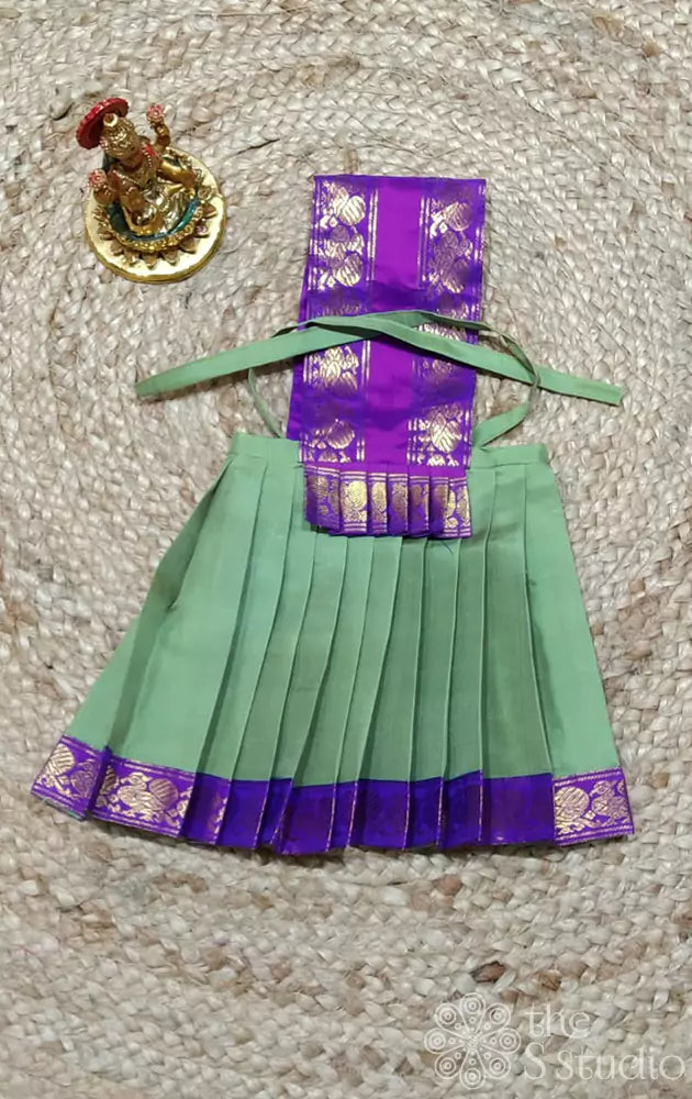 Light green with purple rettaipet Goddess vasthram