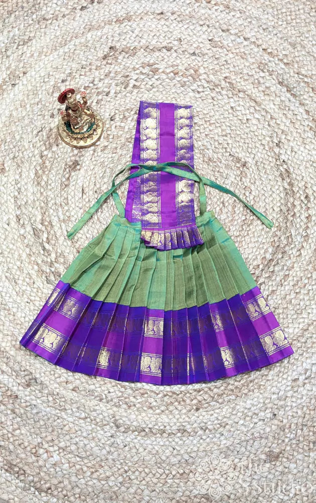 Light green with purple rettaipet border Goddess vasthram