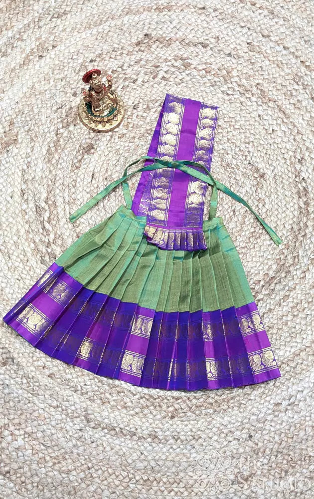 Light green with purple rettaipet border Goddess vasthram