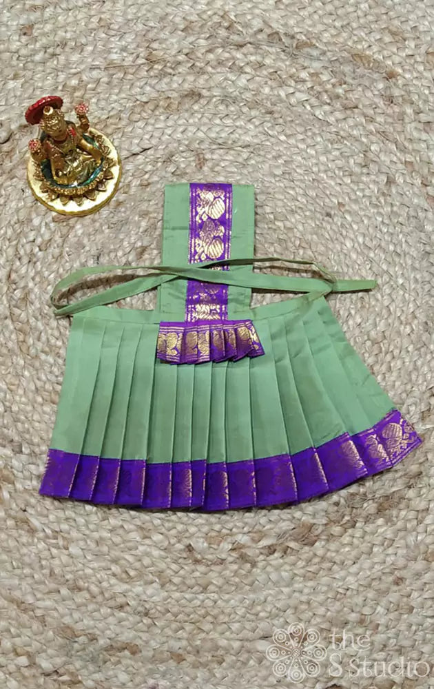 Light green with purple border Goddess vasthram