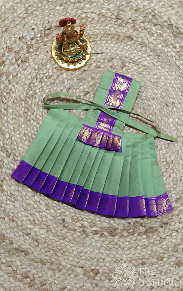 Light green with purple border Goddess vasthram