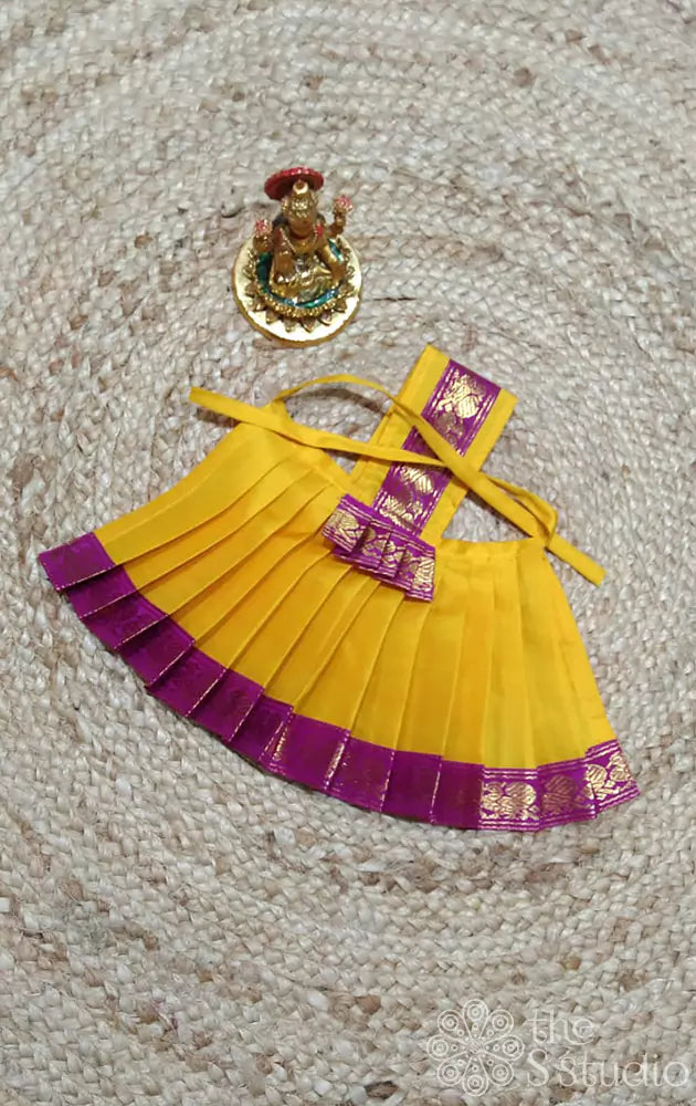 Mango yellow with magenta border Goddess vasthram