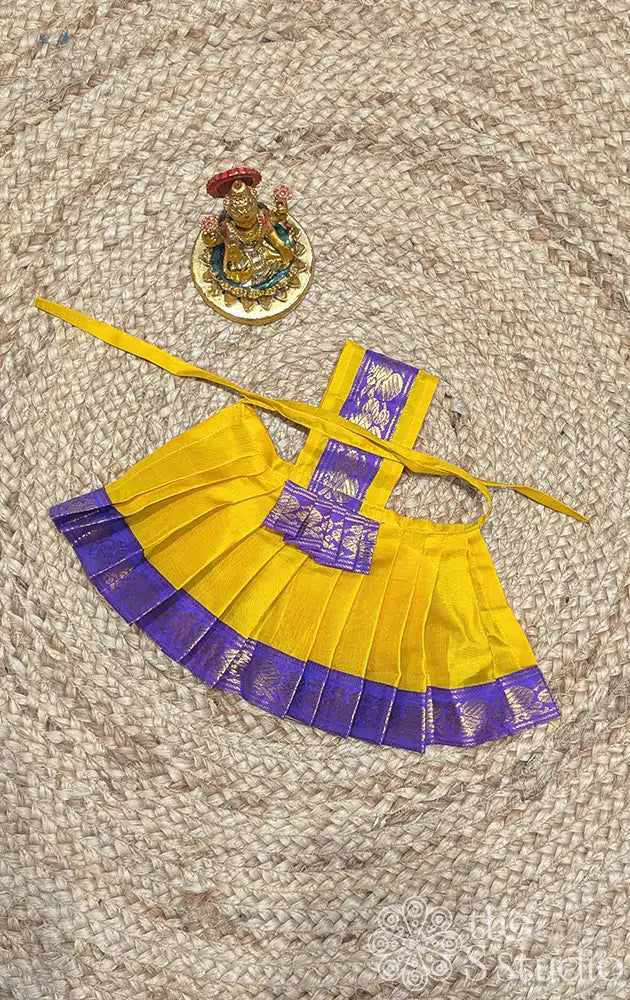 Yellow  with purple small border Goddess vasthram