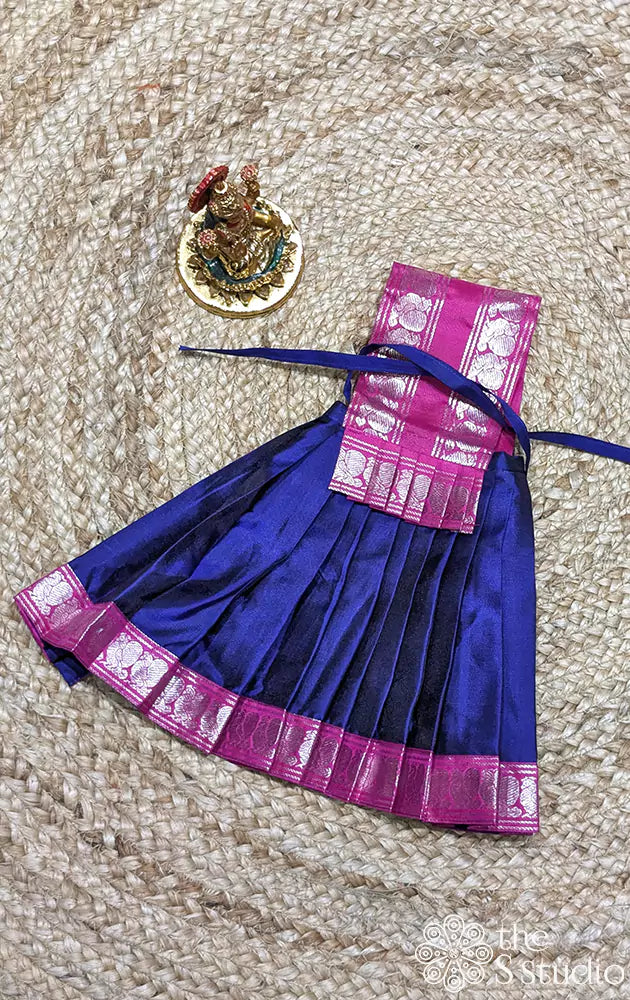 Navy blue with pink border Goddess vasthram