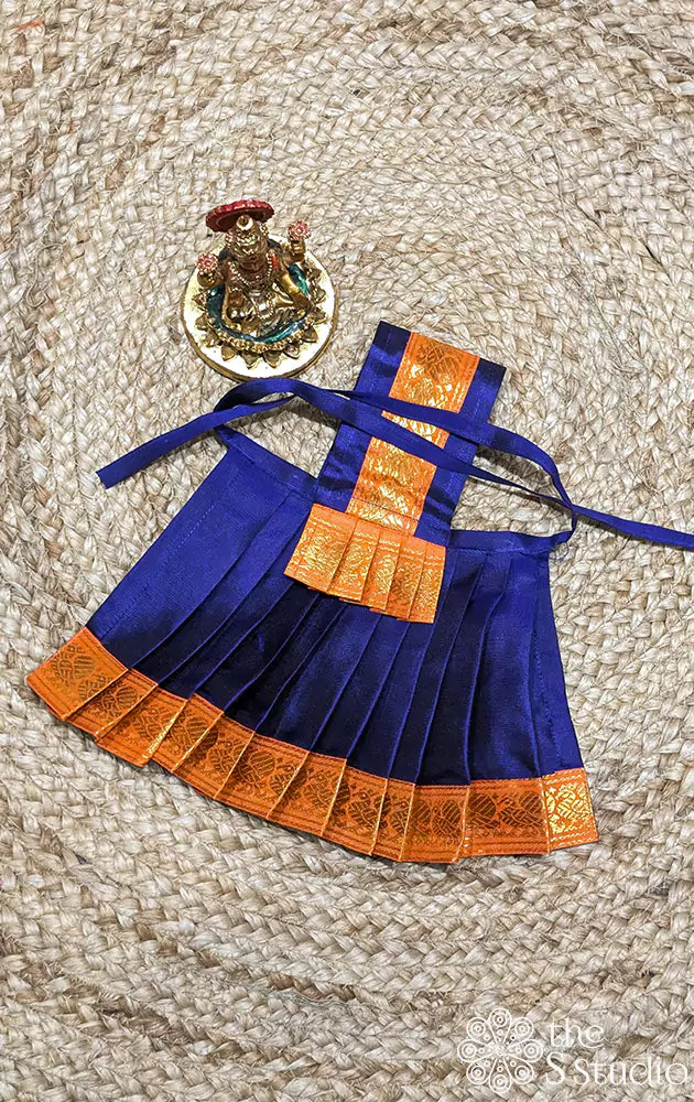 Navy blue with orange single pet border Goddess vasthram