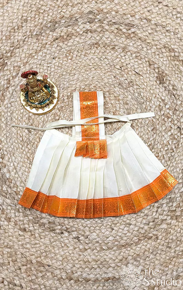 Off white with orange border Goddess Vasthram