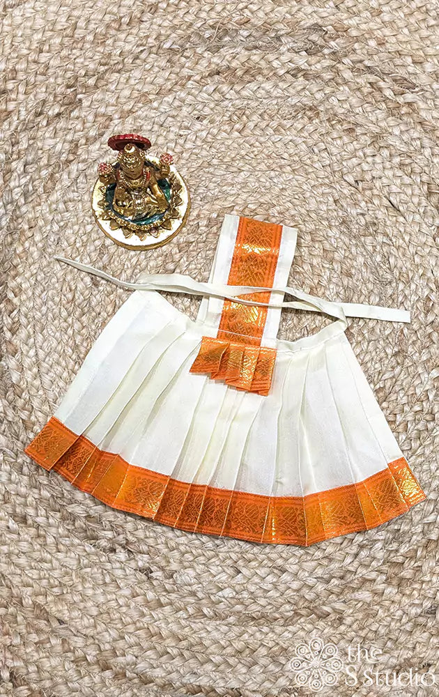 Off white with orange border Goddess Vasthram