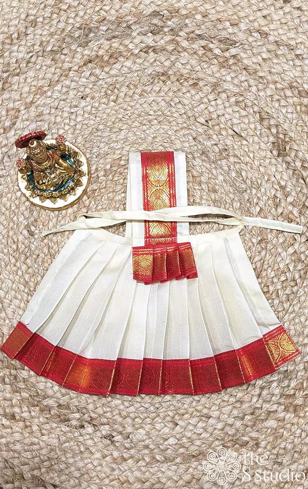 Offwhite with red border Goddess vasthram