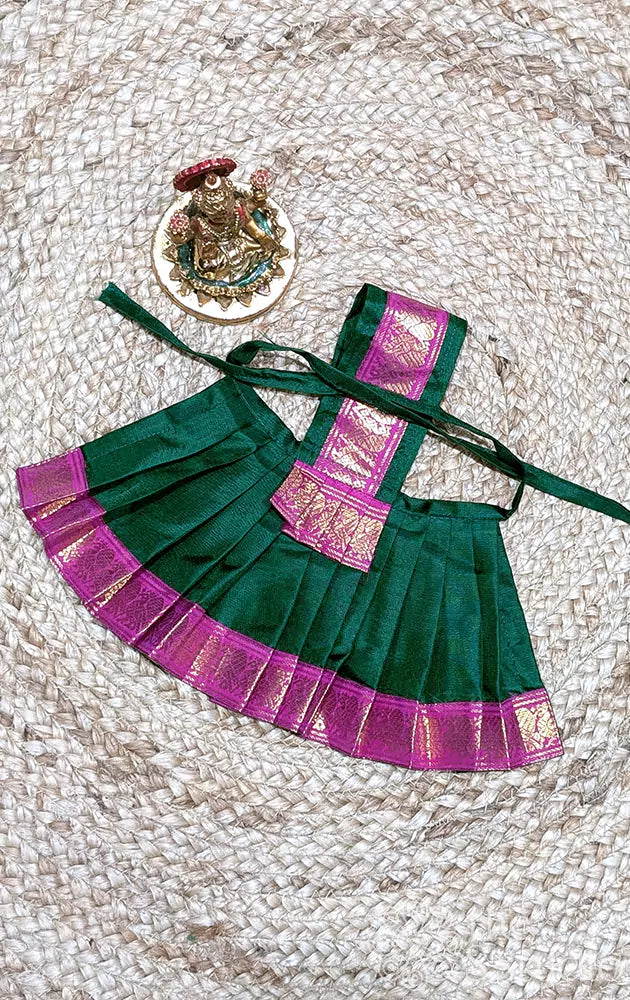 Green with rani pink border Goddess vasthram