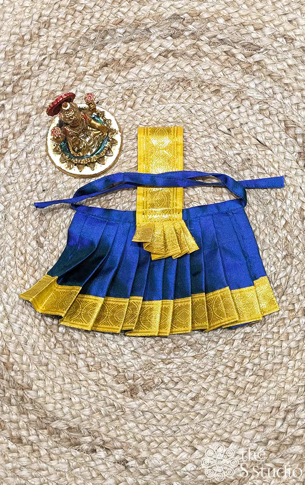 Peacock blue with mustard small border Goddess vasthram