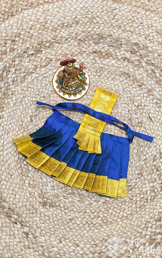 Peacock blue with mustard small border Goddess vasthram