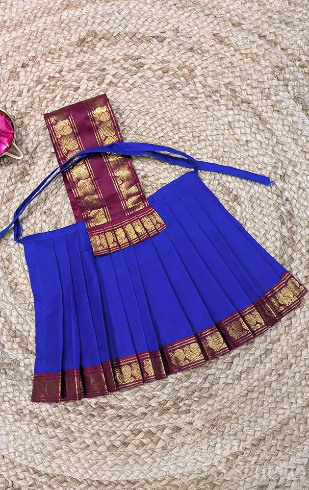 Navy blue with maroon single pet border Goddess vasthram