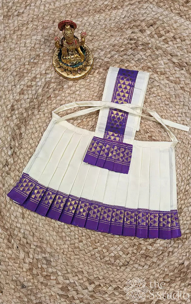 Off white with purple single border Goddess Vasthram