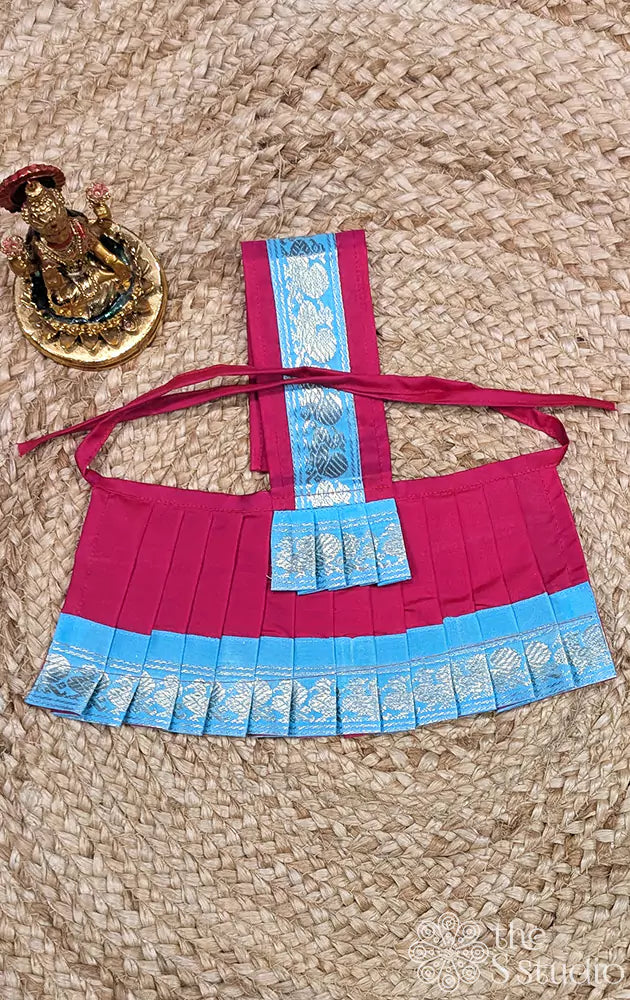 Rani pink with light blue single border Goddess Vasthram