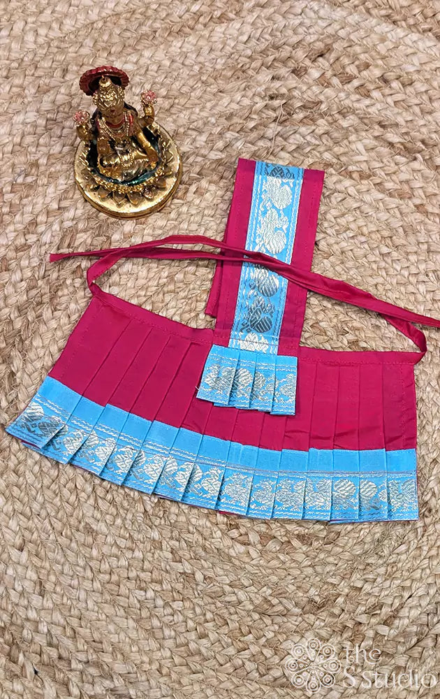Rani pink with light blue single border Goddess Vasthram