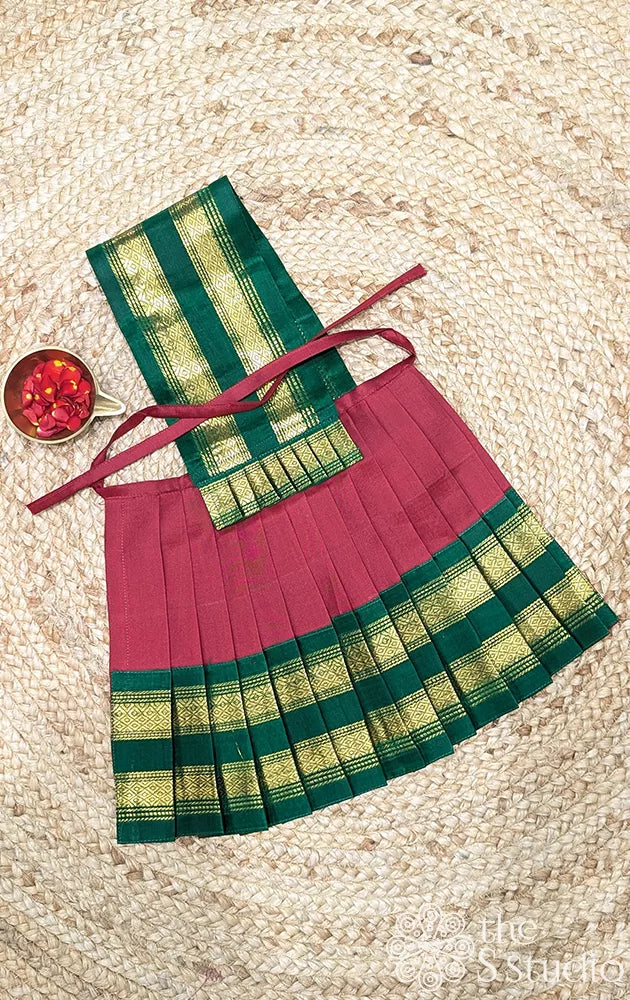 Maroon with green rettaipet 10 Inch goddess vasthram