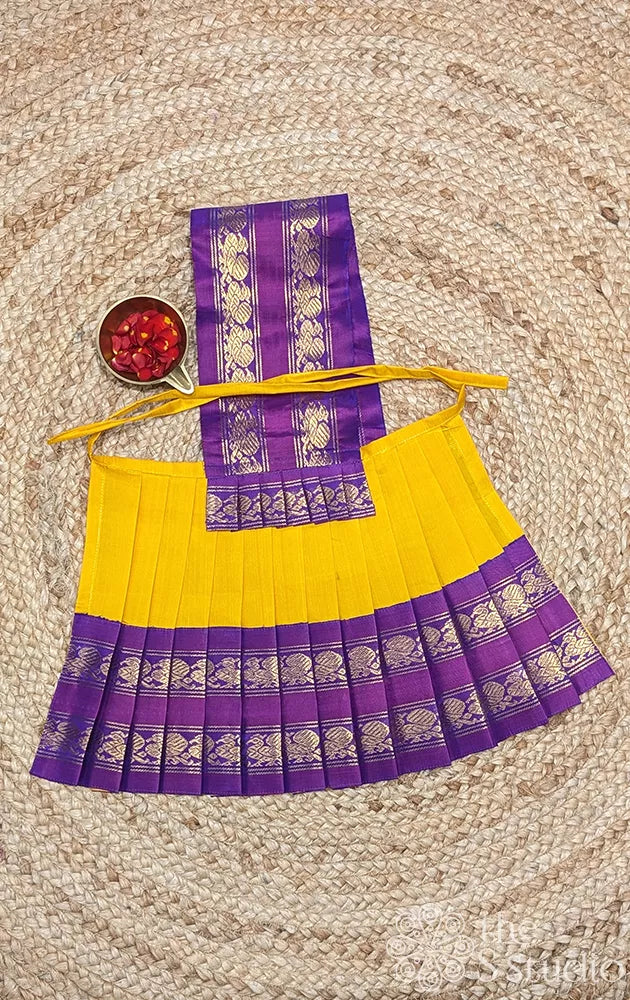 Mango yellow with purple rettaipet goddess vasthram