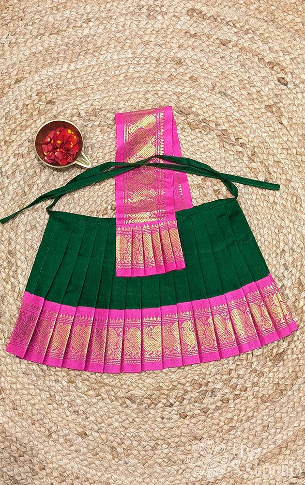 Green with pink getti border goddess vasthram