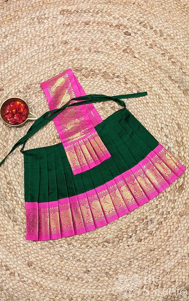 Green with pink getti border goddess vasthram
