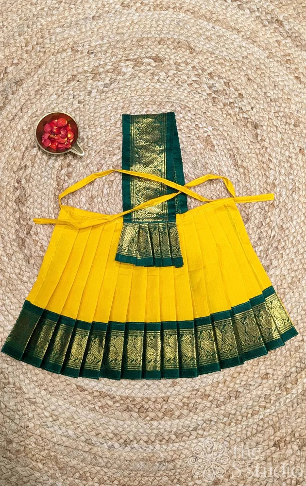 Yellow with green getti border 10 Inch goddess vasthram
