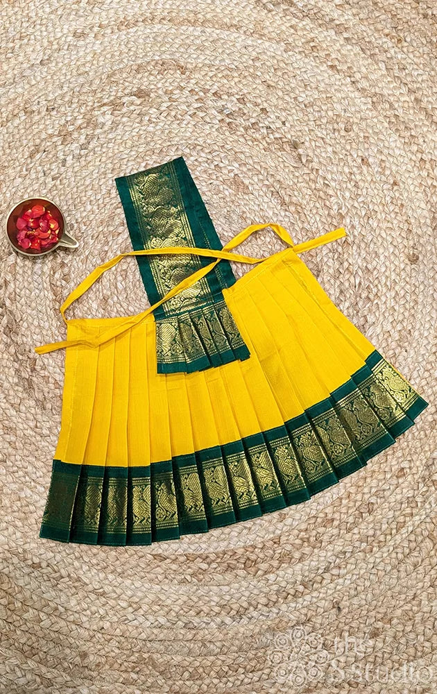 Yellow with green getti border 10 Inch goddess vasthram